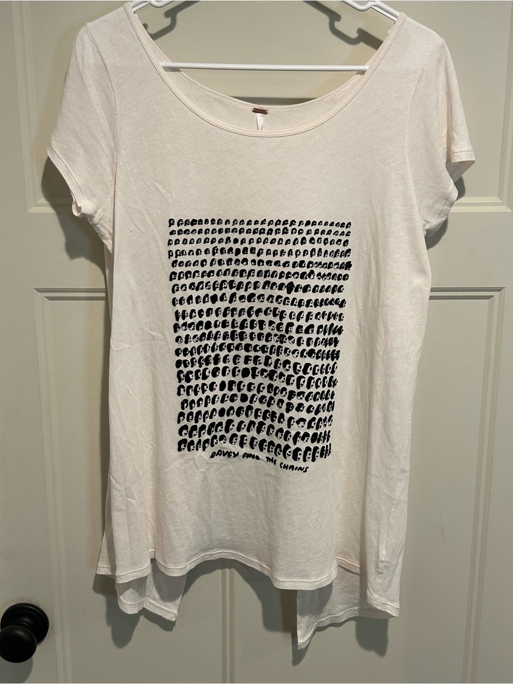 Free People Women's White Graphic Open Back Top - Small